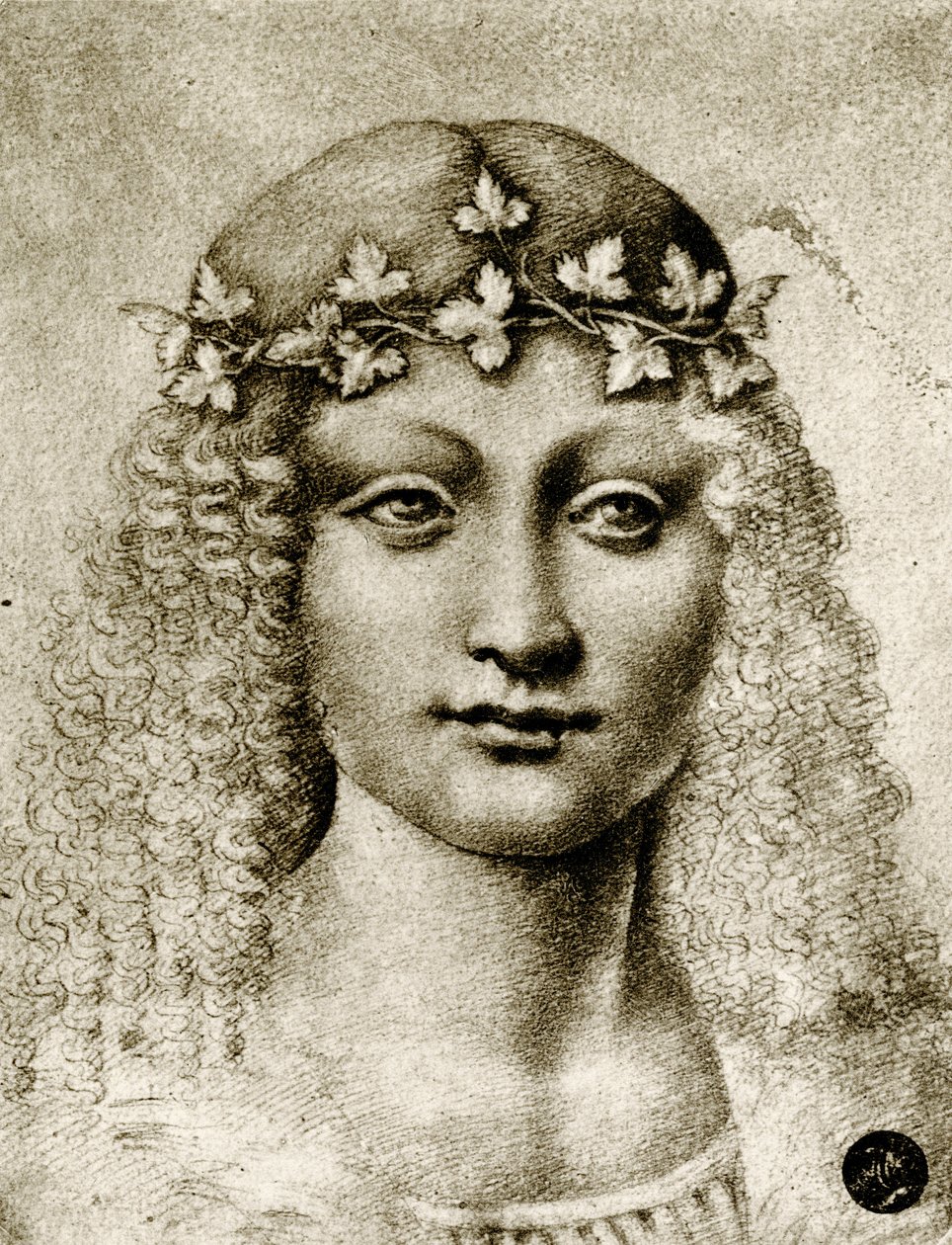 Asma ile çelenk bir kızın başı by Leonardo da school of Vinci