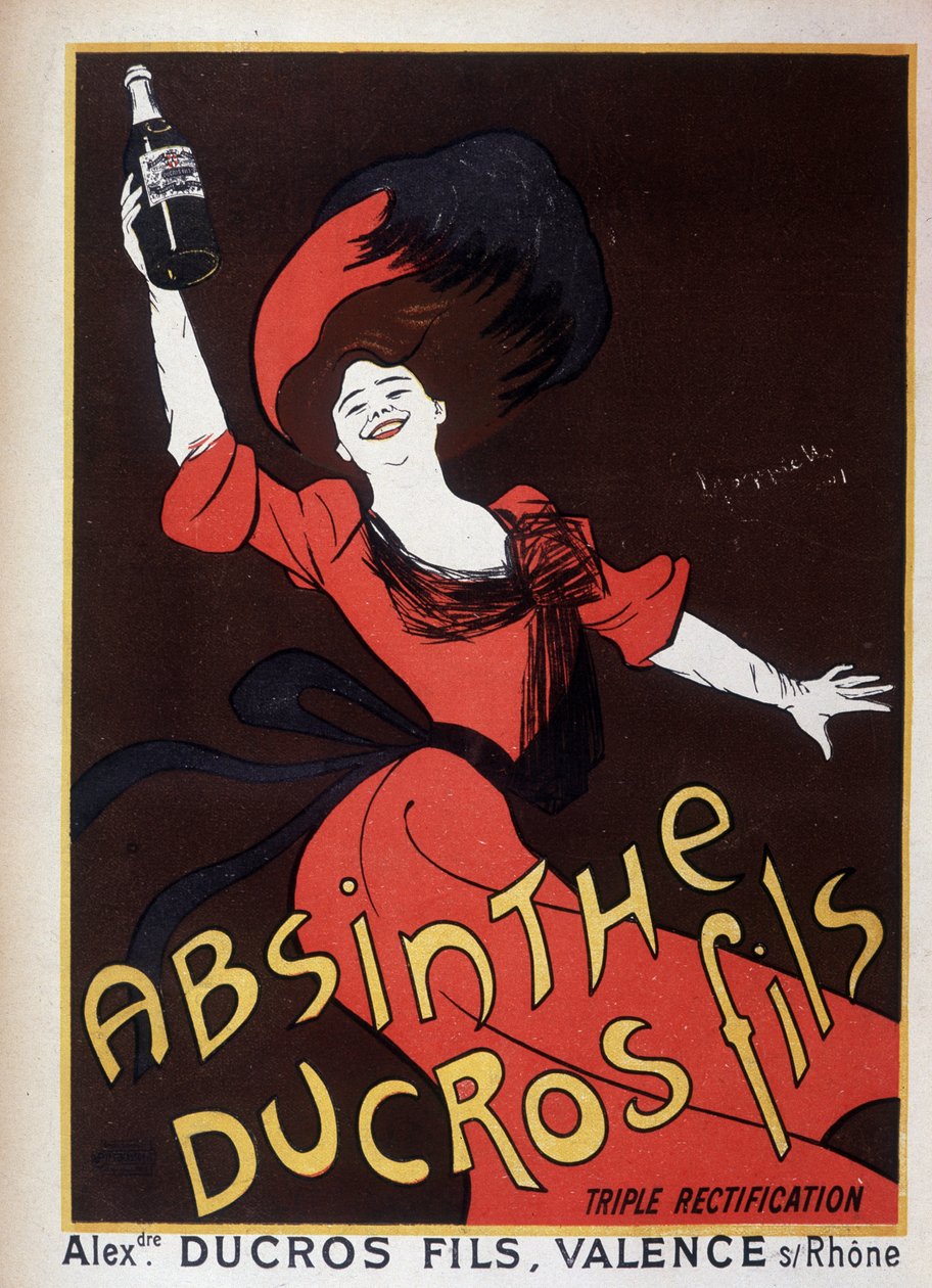 Pelin ağacı Ducros için reklam (bir şişe sallayan kadın) by Leonetto Cappiello