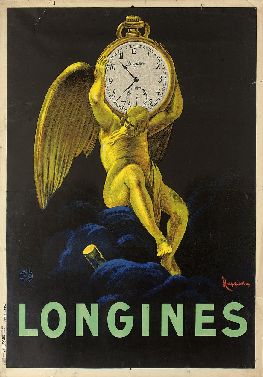 İsviçreli saat ustaları Longines için reklam afişi, 1922 by Leonetto Cappiello