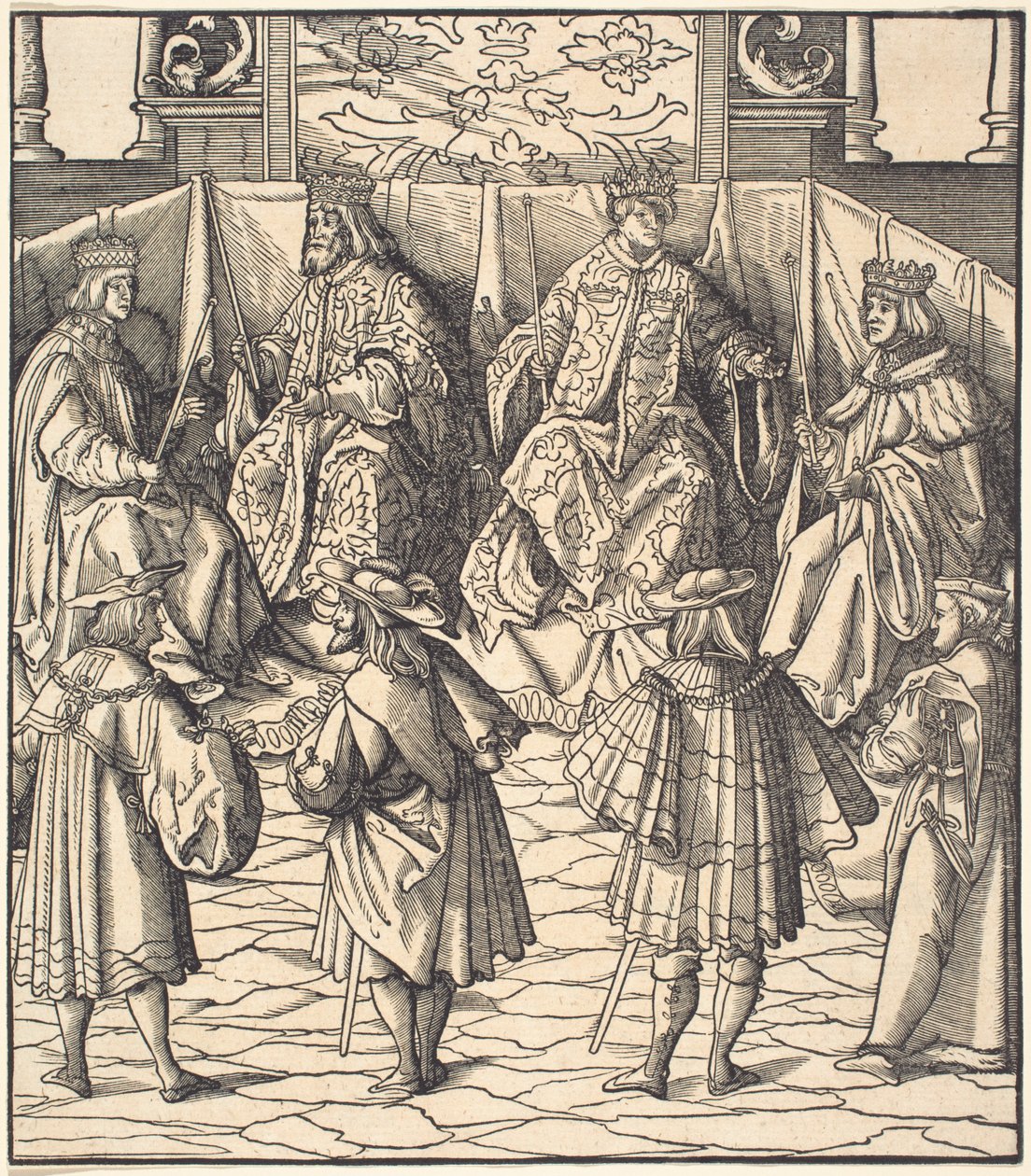 Dört Kralın Meclisi, ön planda Dört Adam by Leonhard Beck