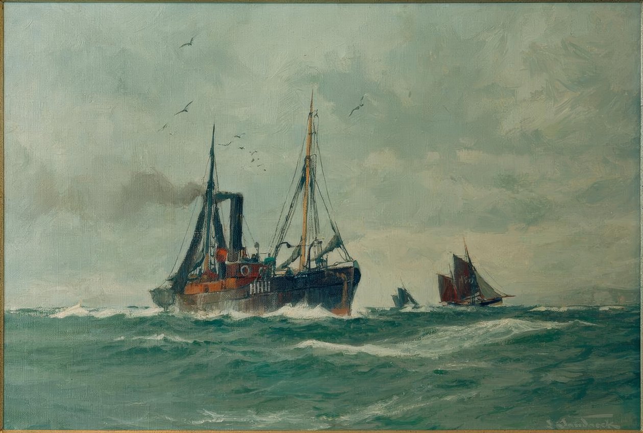 Balık vapuru ve iki Finkenwerder ibrik by Leonhard Sandrock