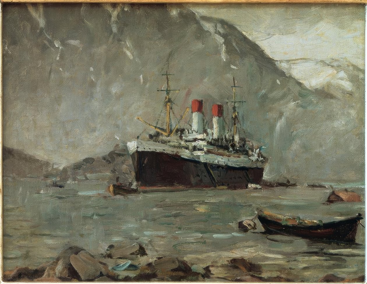 Norveç fiyordunda Hamburg-Süd yolcu vapuru by Leonhard Sandrock