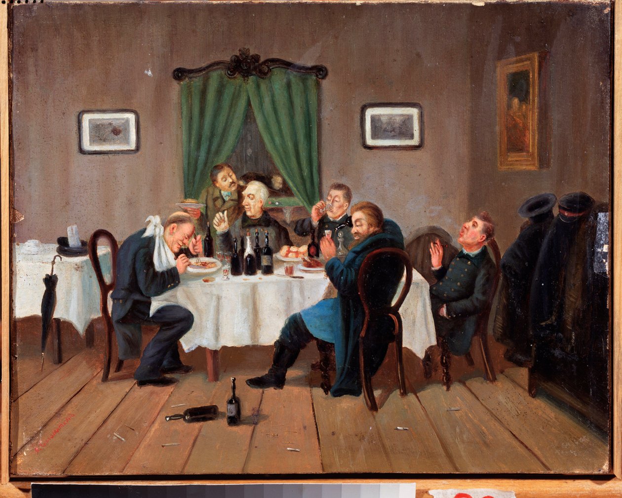 Bir tavernada. Leonid İvanoviç Solomatkin (1837-1883), tuval üzerine yağlı boya tablosu. Rus sanatı by Leonid Ivanovich Solomatkin