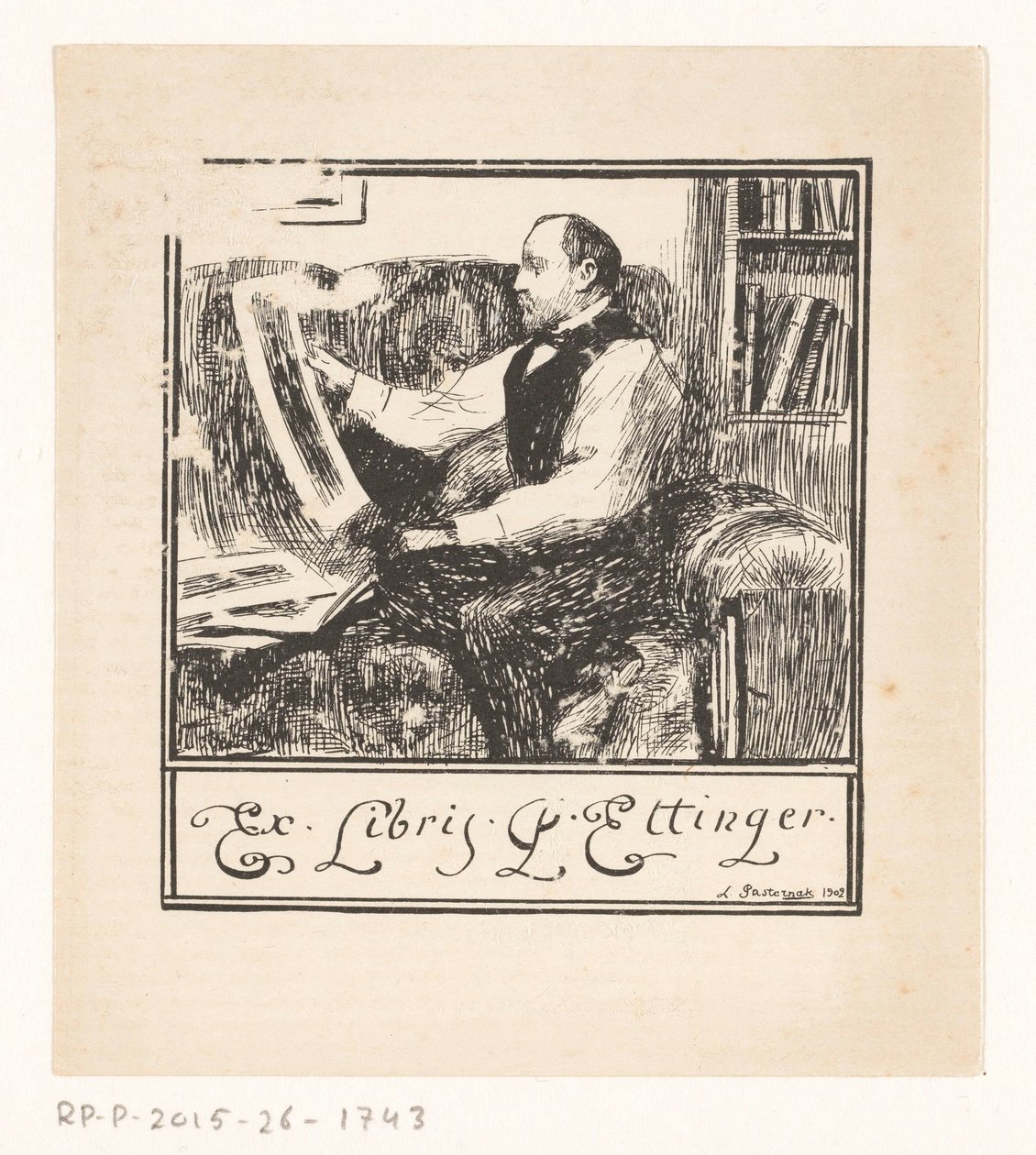 Ekslibris van Pawel Ettinger by Leonid Osipovisch Pasternak