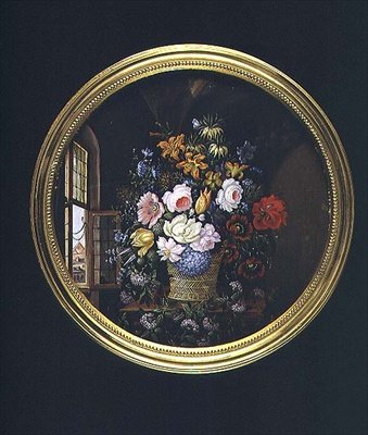 Açık Pencerenin Yanında Çiçekler by Leopold Brunner