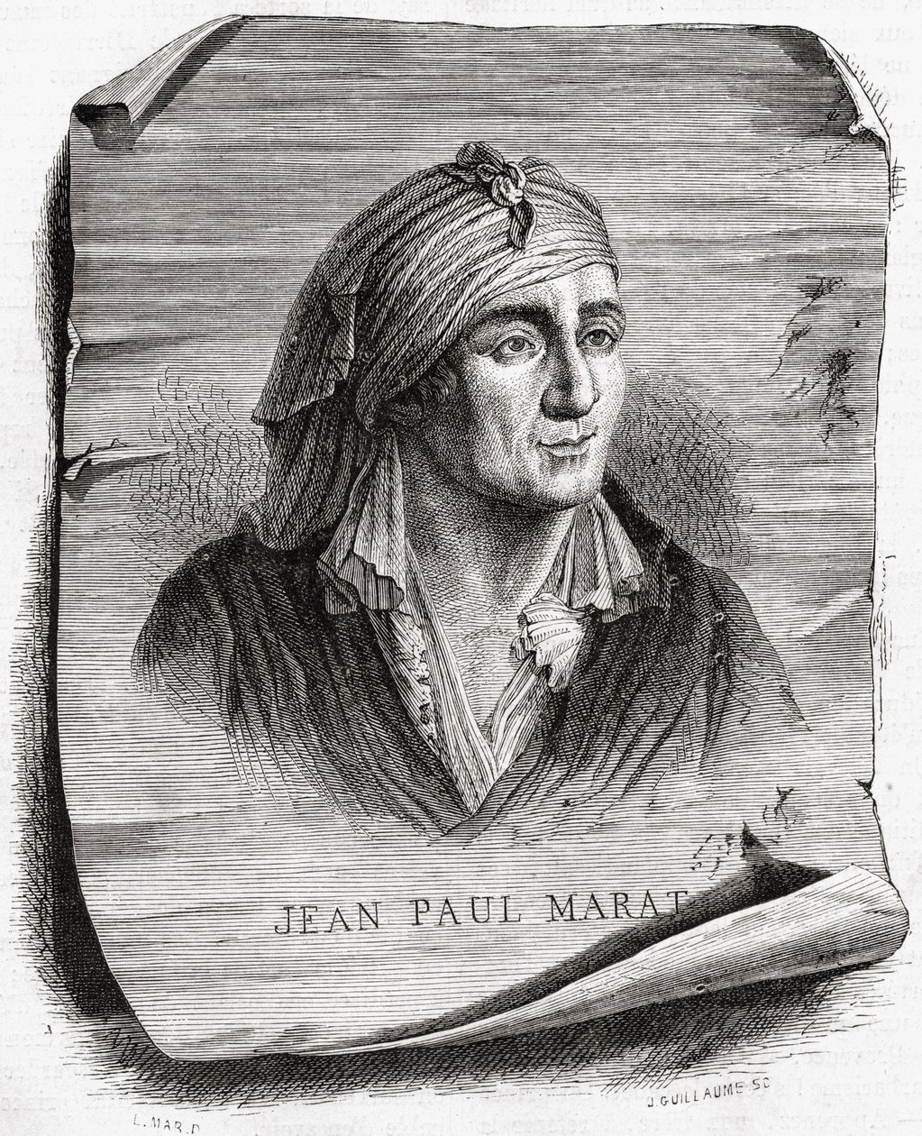 Jean Baptiste Amedee Guillaume (1822-93) tarafından oyulmuş Jean Paul Marat (1743-93) portresi by Leopold Mar