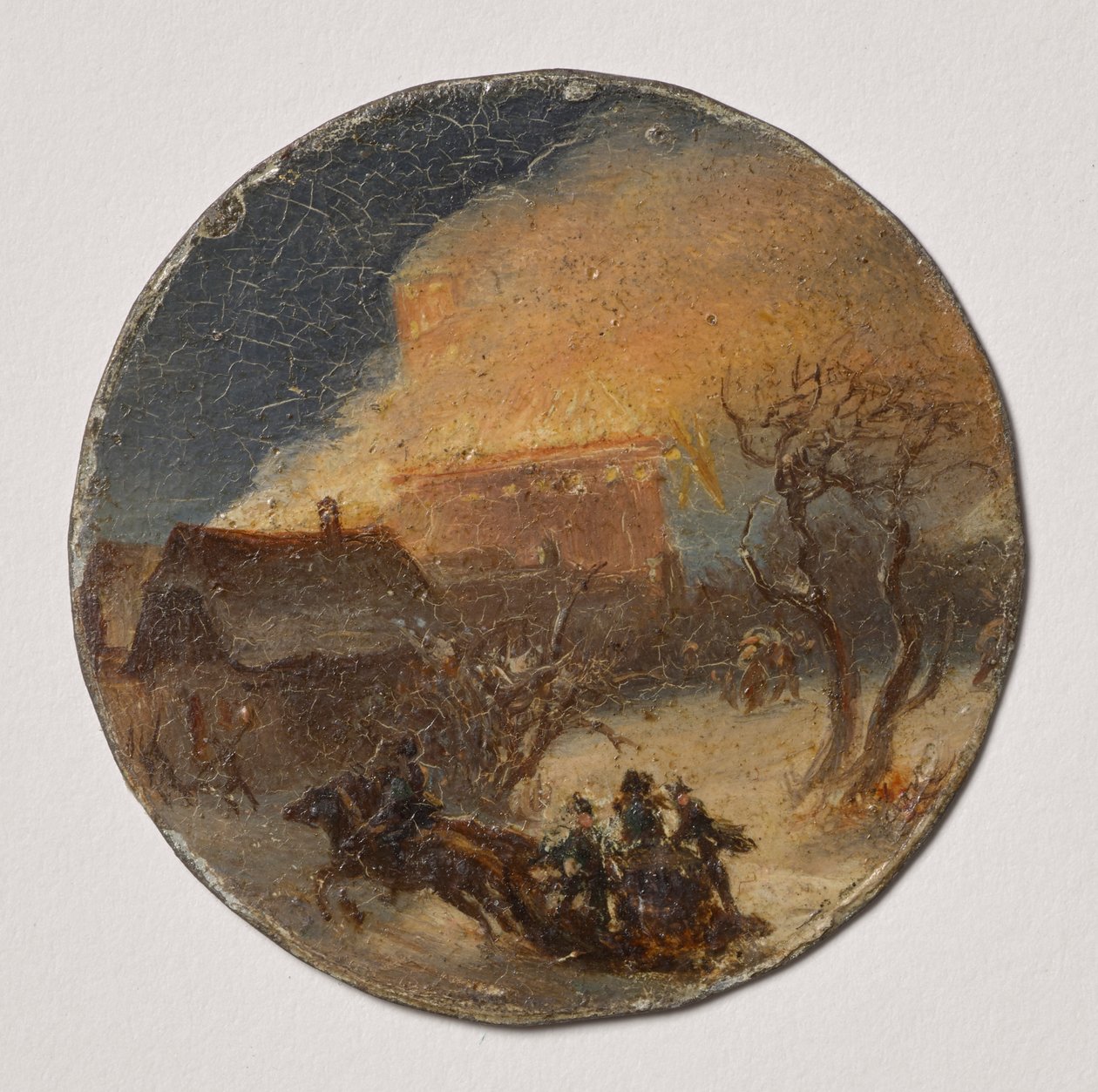 Yanan ev ve atlı kızak by Leopold Blonder