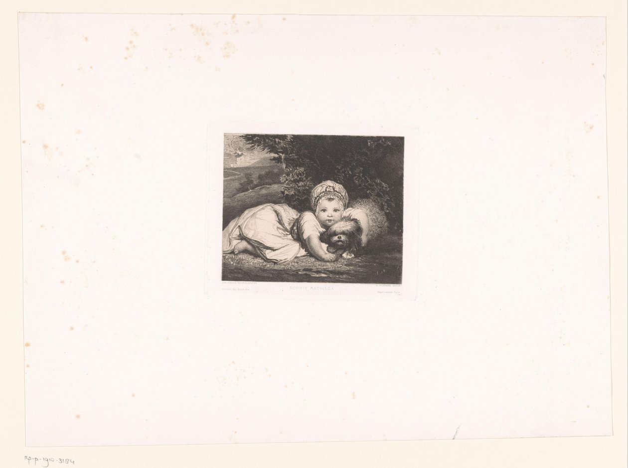 Gloucester Prensesi Sophia Matilda köpeğiyle by Leopold Flameng