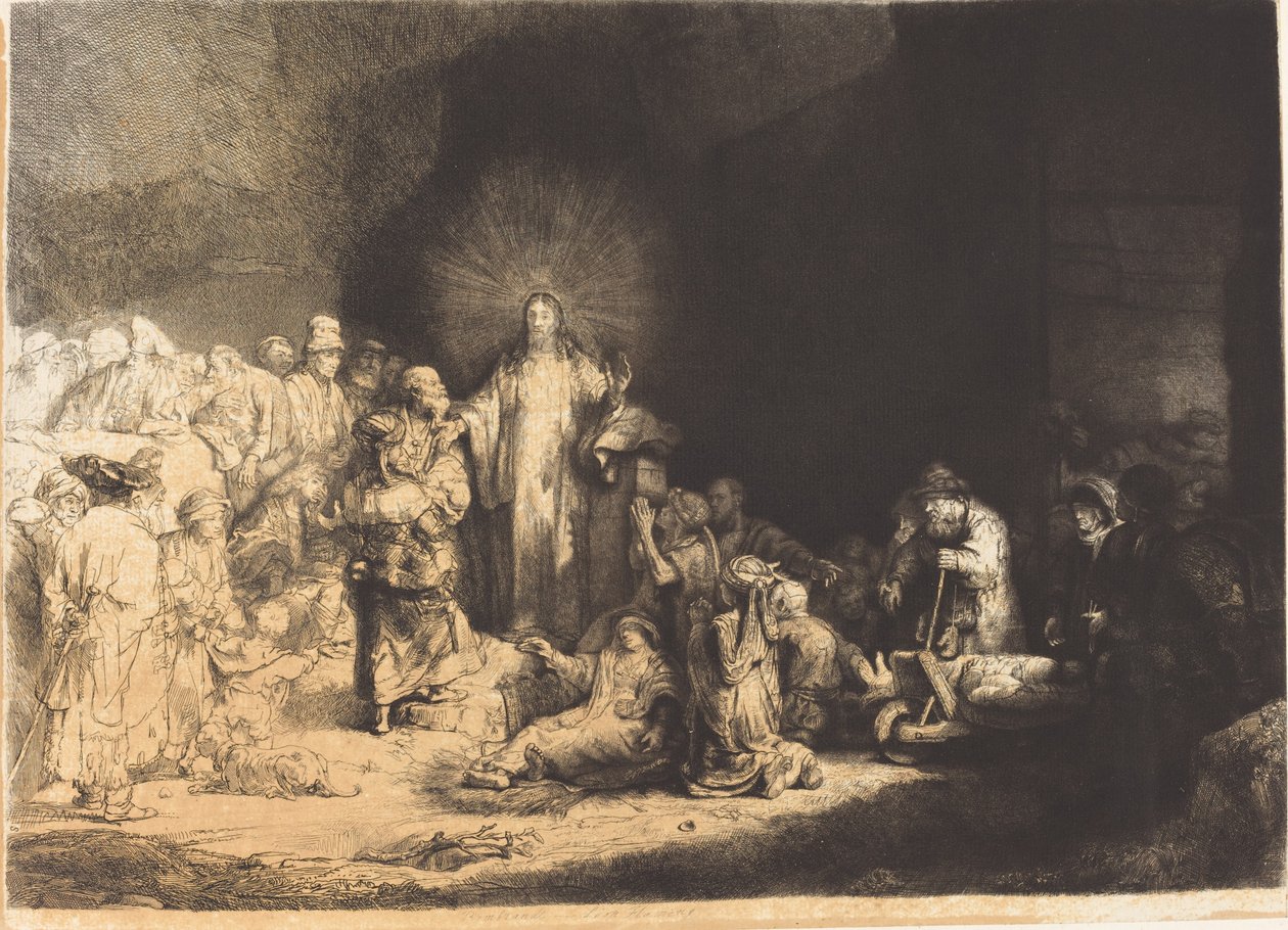 Mesih Vaazı (Yüz Guilder Baskısı) by Leopold Flameng after Rembrandt van Rijn