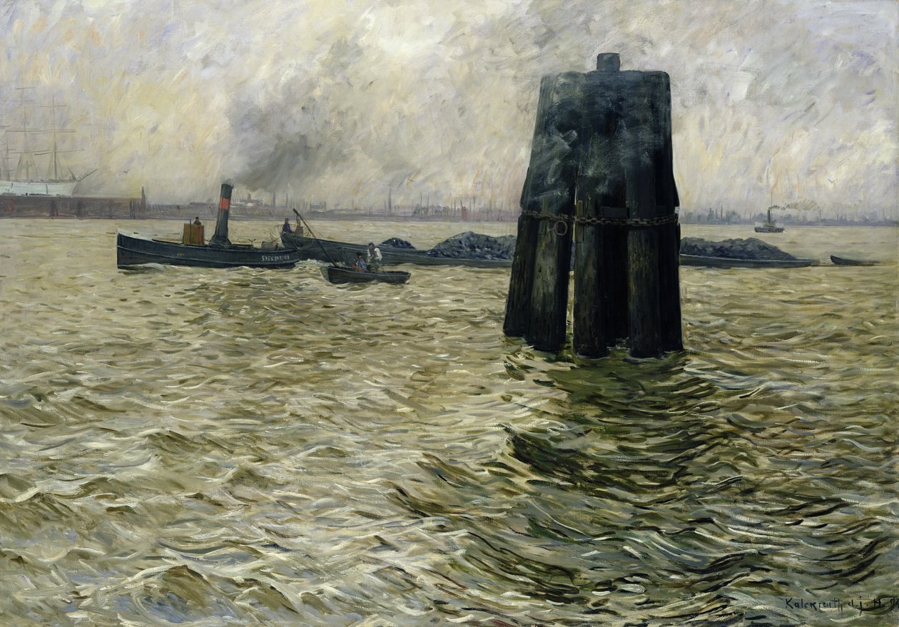 Hamburg Limanı, 1894 by Leopold Karl Walter von Kalckreuth
