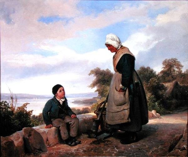 Köylü Kadın ve Oğlan (tuval üzerine yağlı boya) by Leopold Leprince