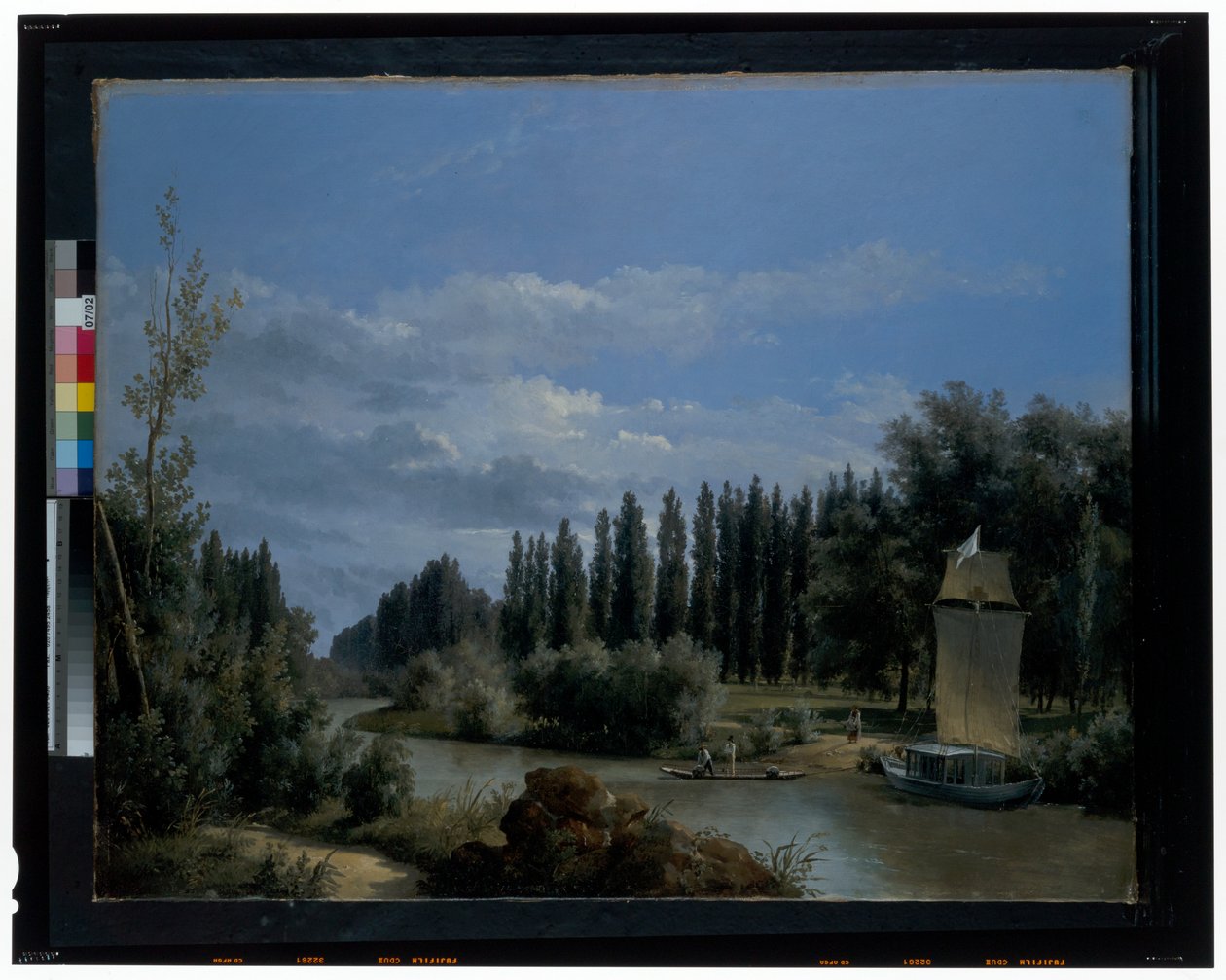 Seine Nehri'nin Küçük Kolunun Neuilly Park Boyunca Görüldüğü Yer (tuval) by Leopold Leprince