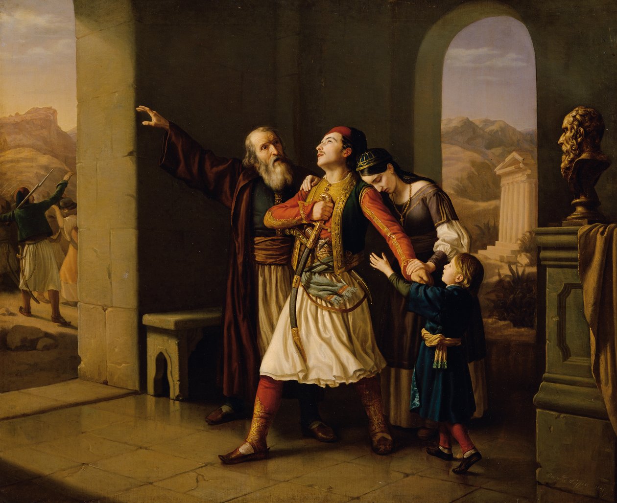 Yunan bir savaşçı veda ediyor by Leopold Löffler Edler von Radymno