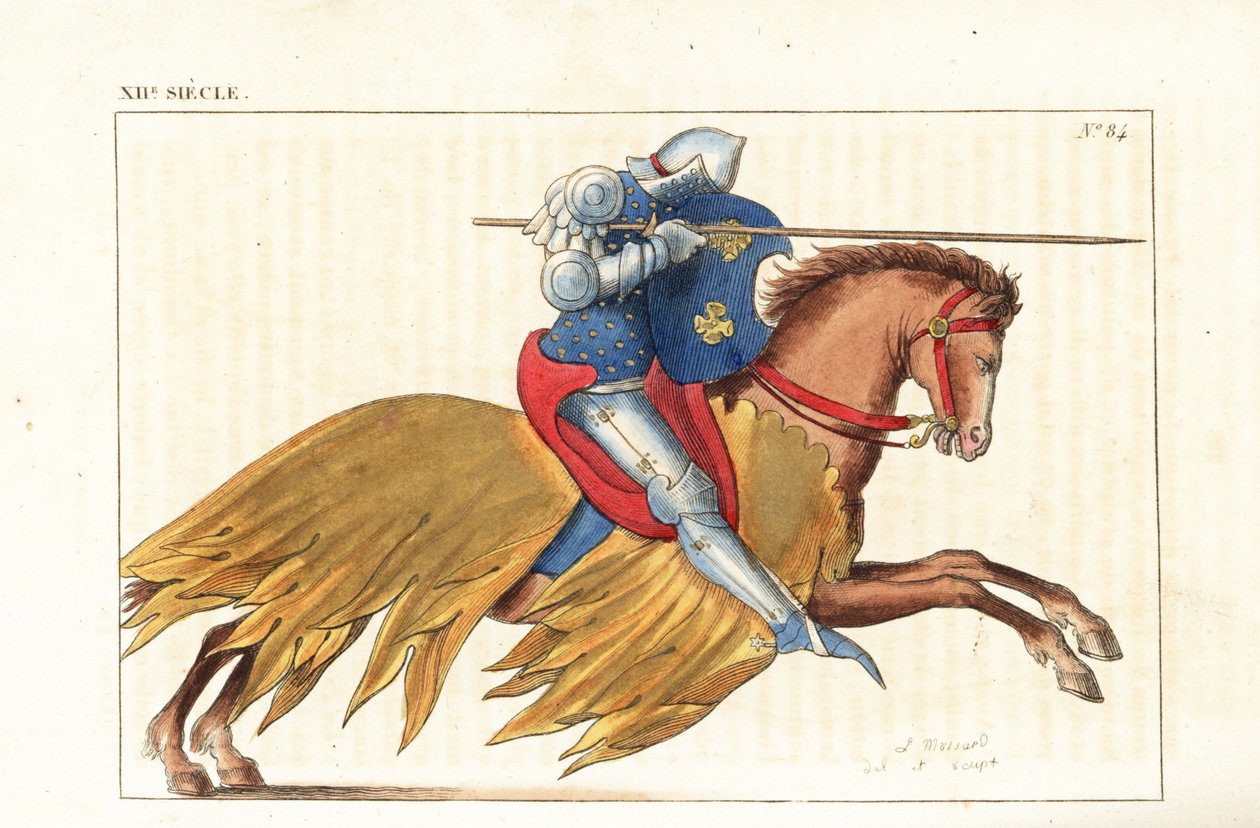 İngiliz süvari mızrakla hücum ediyor by Leopold Massard