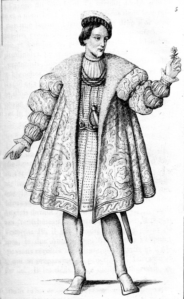 Henri D#39;Albret, Navarre Kralı, Fransız vintage kıyafetleri XVI. yüzyıl Henri krallığı II, Fransa Kralı by Leopold Massard