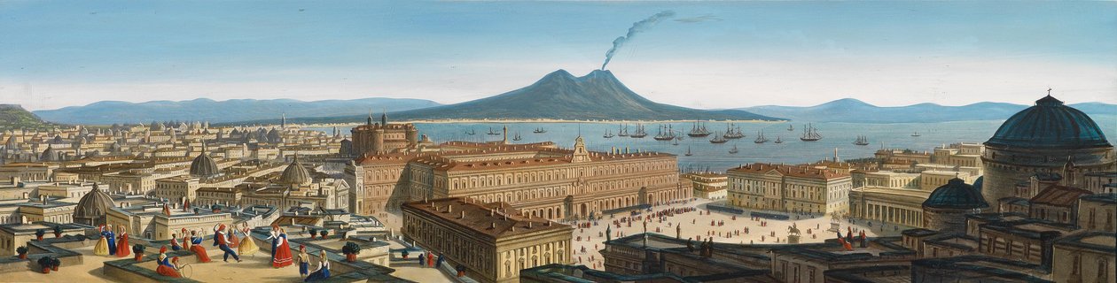 Piazza del Plebiscito ve Vezüv by Leopoldo Calvi