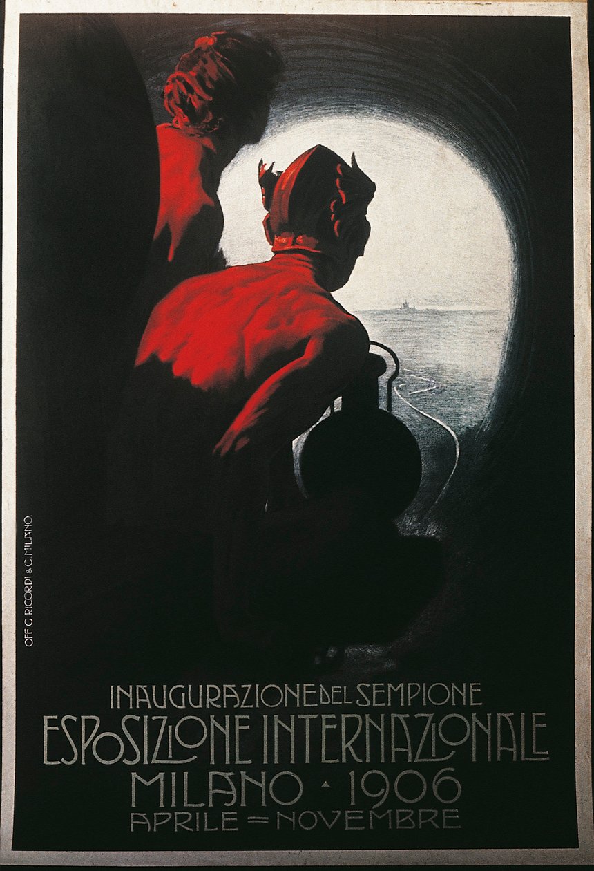 Milano Uluslararası Sergisinde Transalpine Simplon Tüneli Posteri, Nisan-Kasım 1906 by Leopoldo Metlicovitz