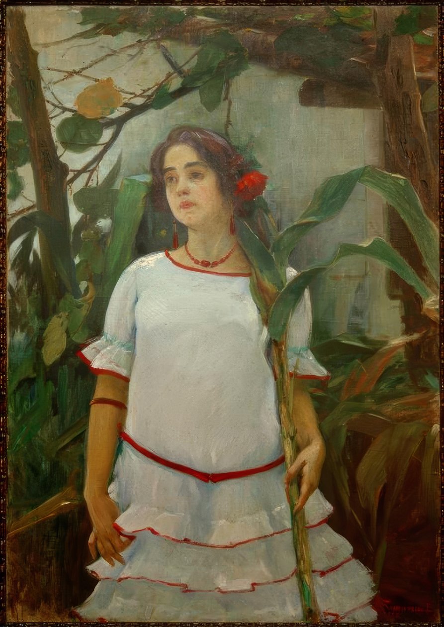 Bastonlu Bir Kızın Portresi (Mädchen mit Zuckerrohr) by Leopoldo Romañach