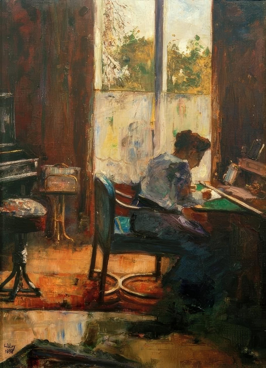 Kadın masa başında by Lesser Ury