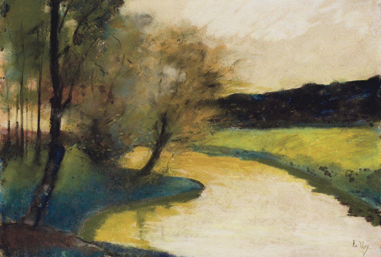 Akşam ışığında sonbahar akışı manzarası by Lesser Ury