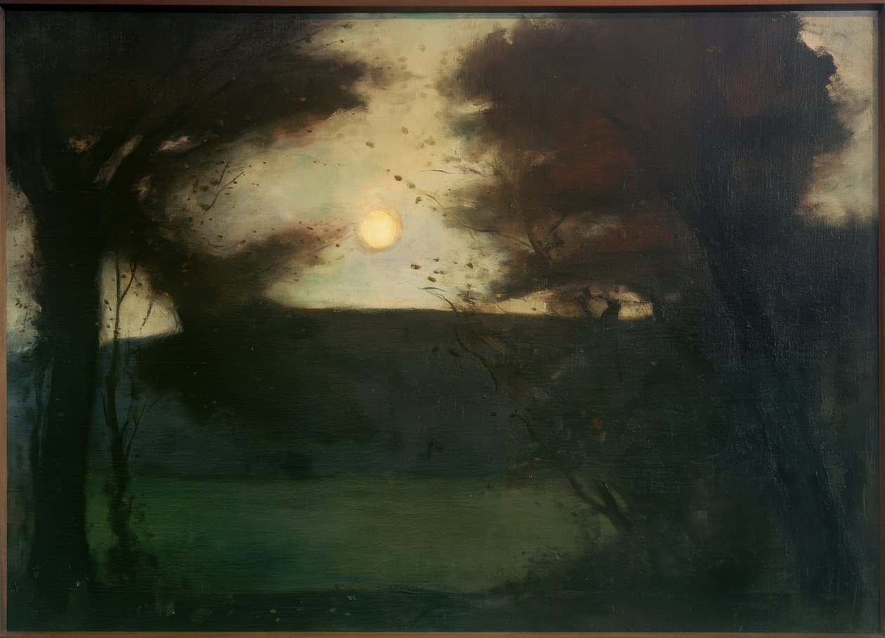 Grunewaldsee üzerinde ay yükselişi (ay manzarası) by Lesser Ury