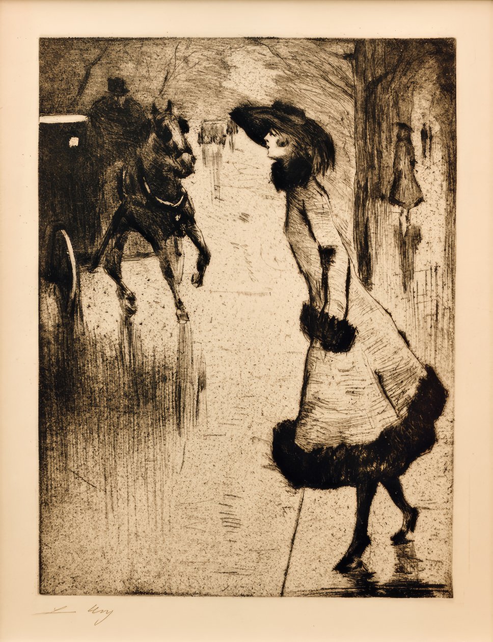 Bayan at arabası çağırıyor by Lesser Ury