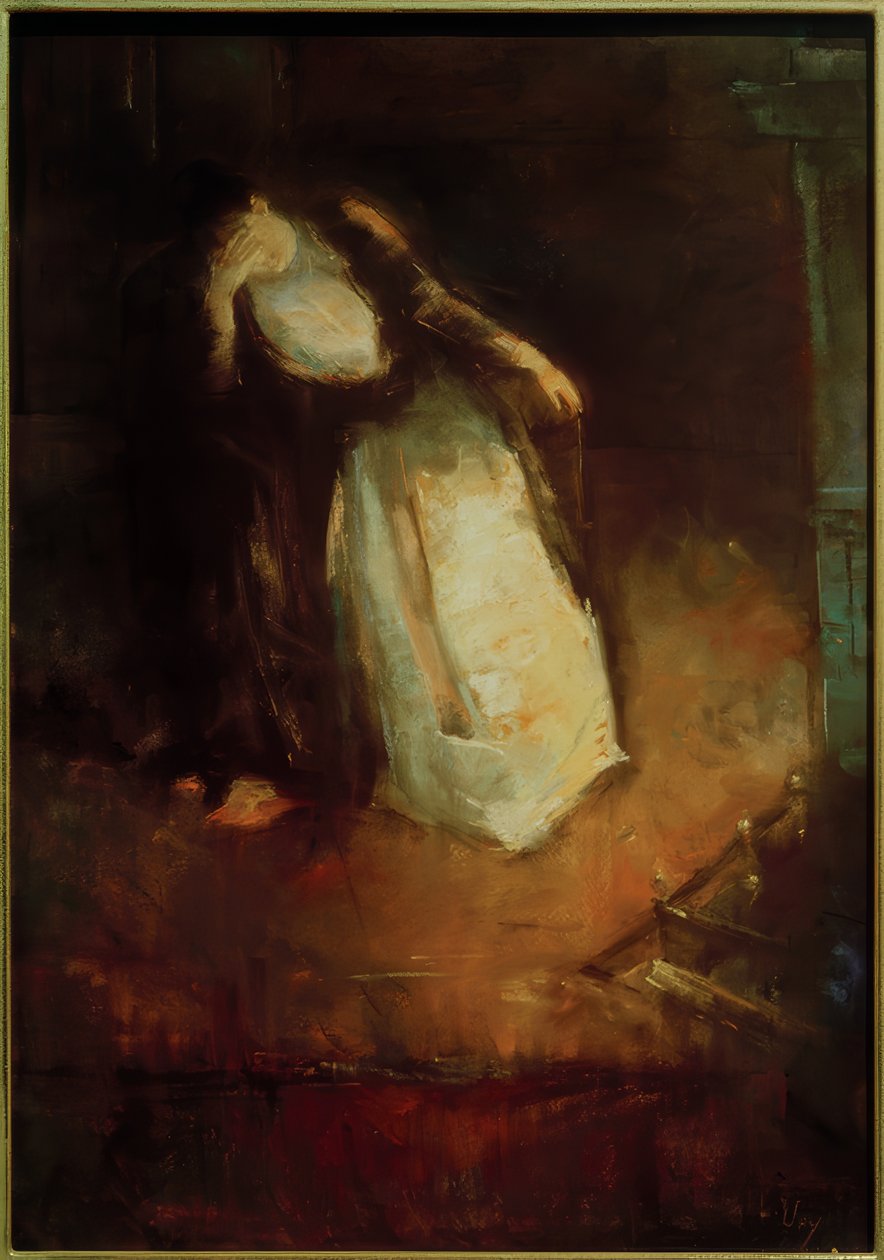 Şöminedeki kadın (şöminede hayal) by Lesser Ury