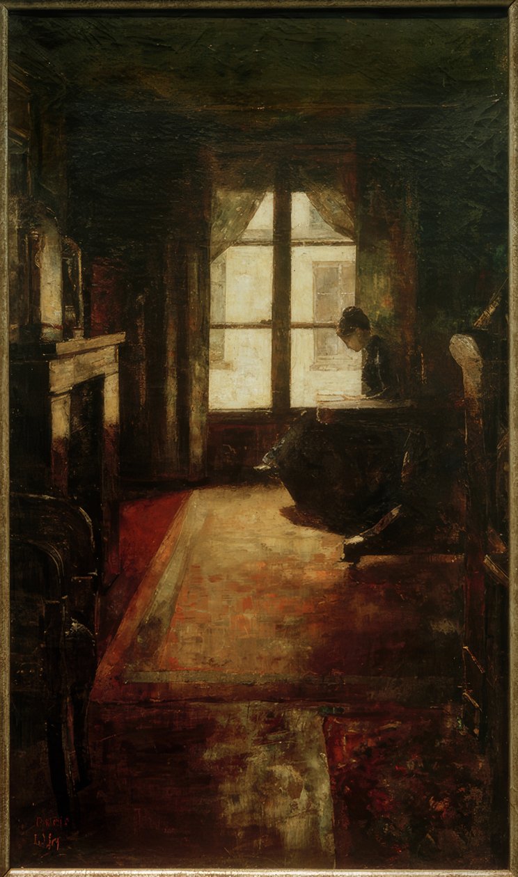 Parisli iç (pencerede okuyan kadın) by Lesser Ury