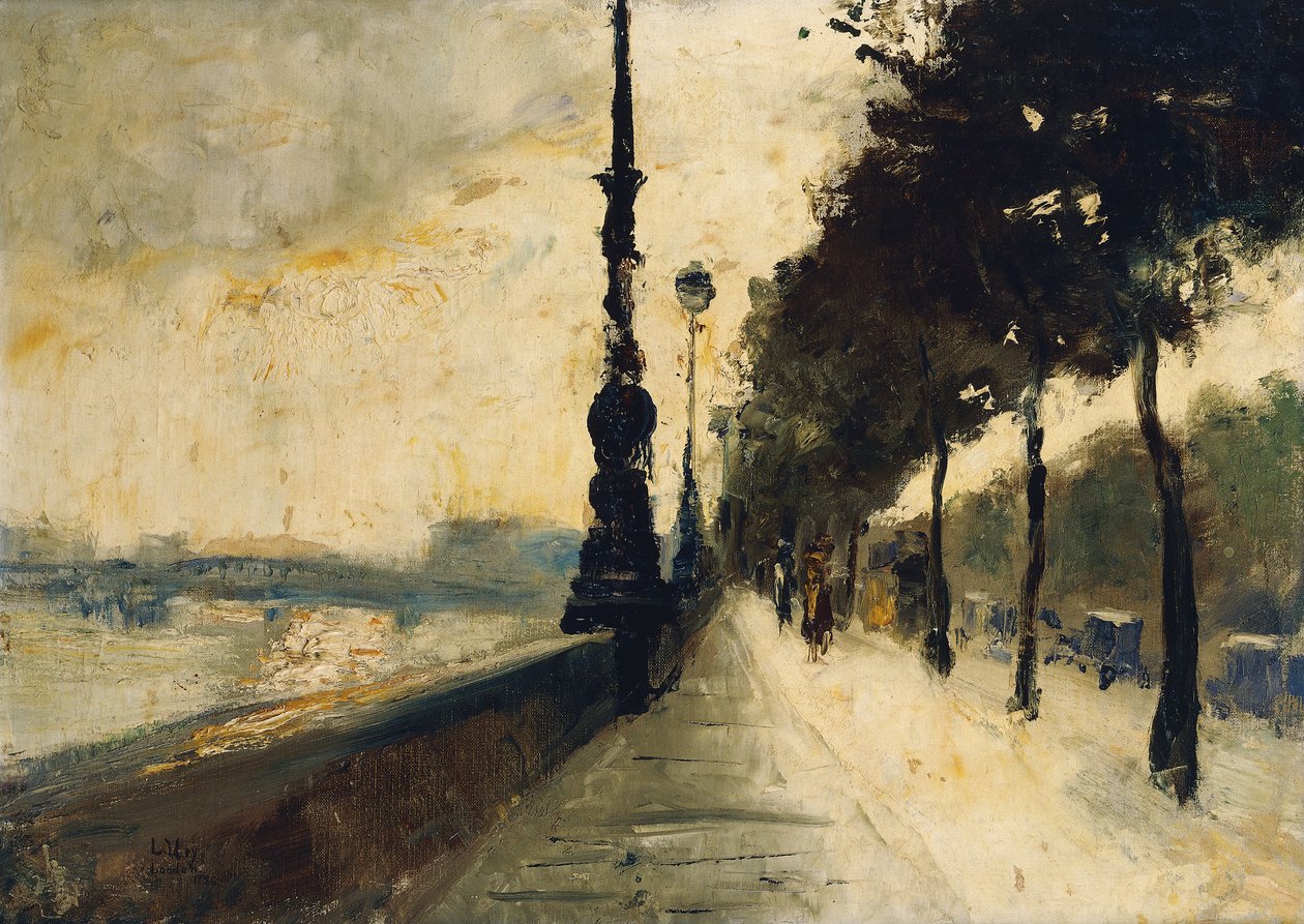 Embankment, Londra; Der Uferdamm, Londra, 1926 by Lesser Ury