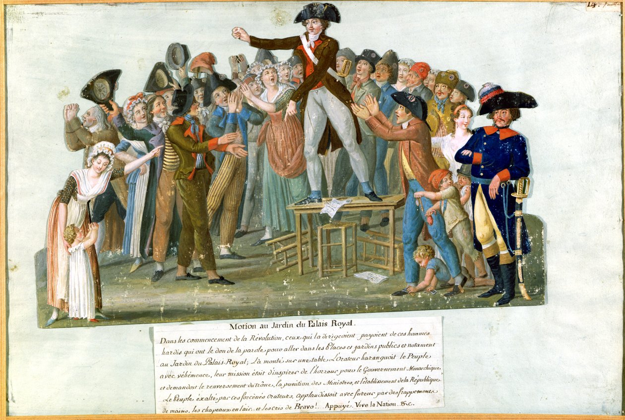 Palais-Royal Bahçesinde Hareket, Temmuz 1789 (kartta guaj) by Lesueur Brothers