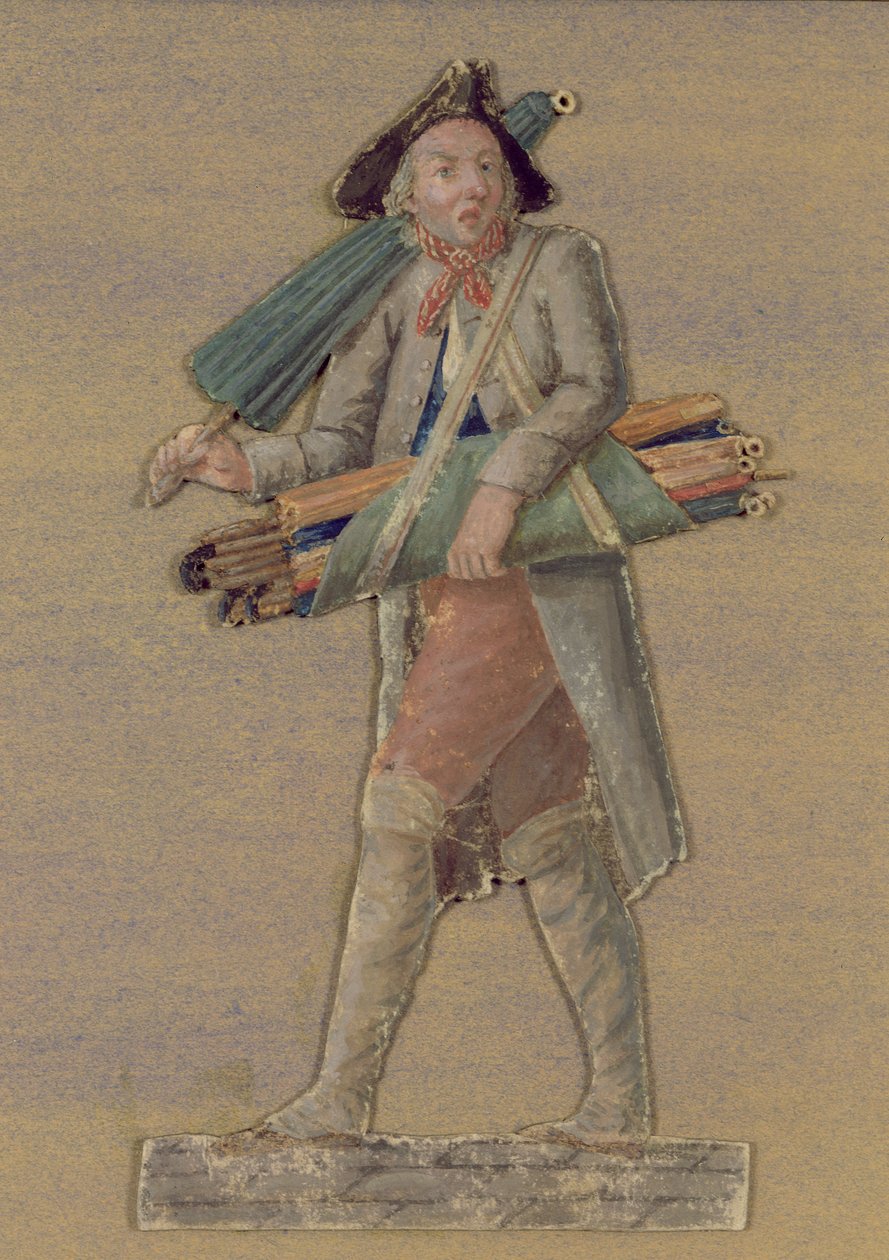 Şemsiye Satıcısı (kartta guaj) by Lesueur Brothers