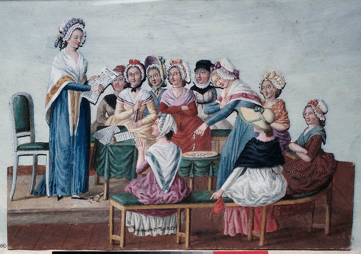 Fransız Devrimi (1789): Devrim sırasında Yurtsever Kadınlar Kulübü. Lesueur kardeşlerin (18. yüzyıl) tablosu. Paris, Musee Carnavalet. by Lesueur Brothers