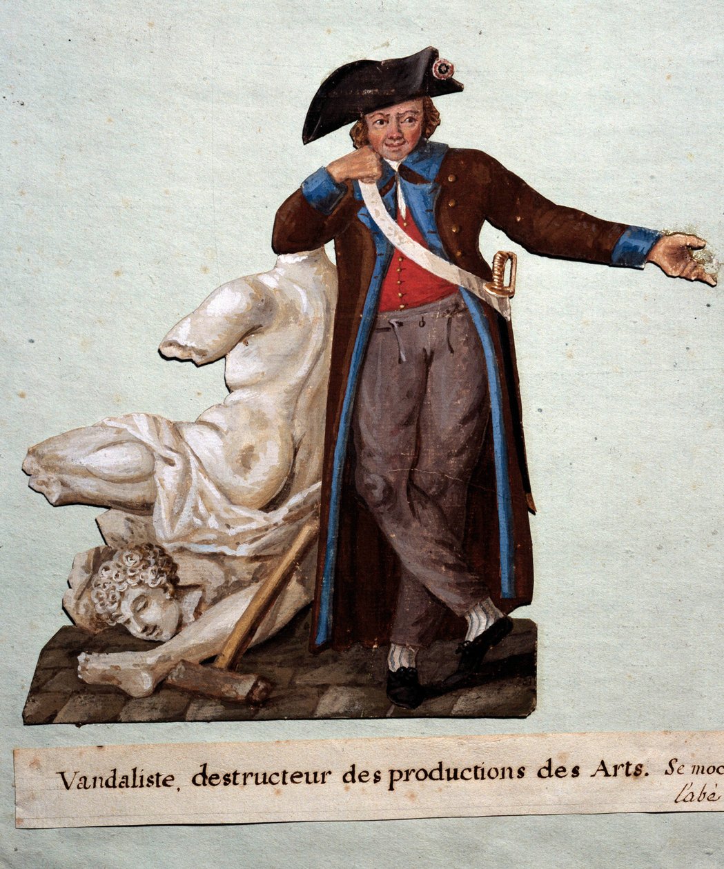Fransız Devrimi: ““bir vandalist, sanat eserlerini yok eden””. Gouache des freres Lesueur (18. yüzyıl), Musee Carnavalet, Paris by Lesueur Brothers
