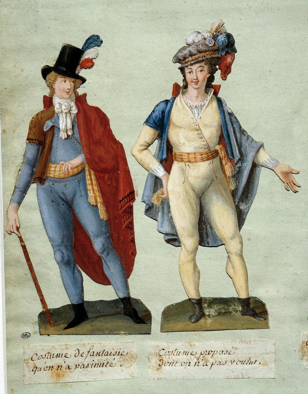Fransız Devrimi: taklit edilmemiş fantezi devrimcilerinin kostümleri. Guaj des freres Lesueur (18. yüzyıl) by Lesueur Brothers