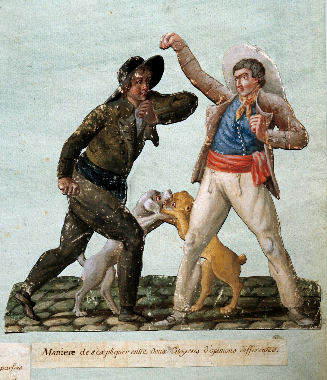 Fransız devrimi: savaşan iki vatandaş. Guaj des freres Lesueur (18. yüzyıl) by Lesueur Brothers