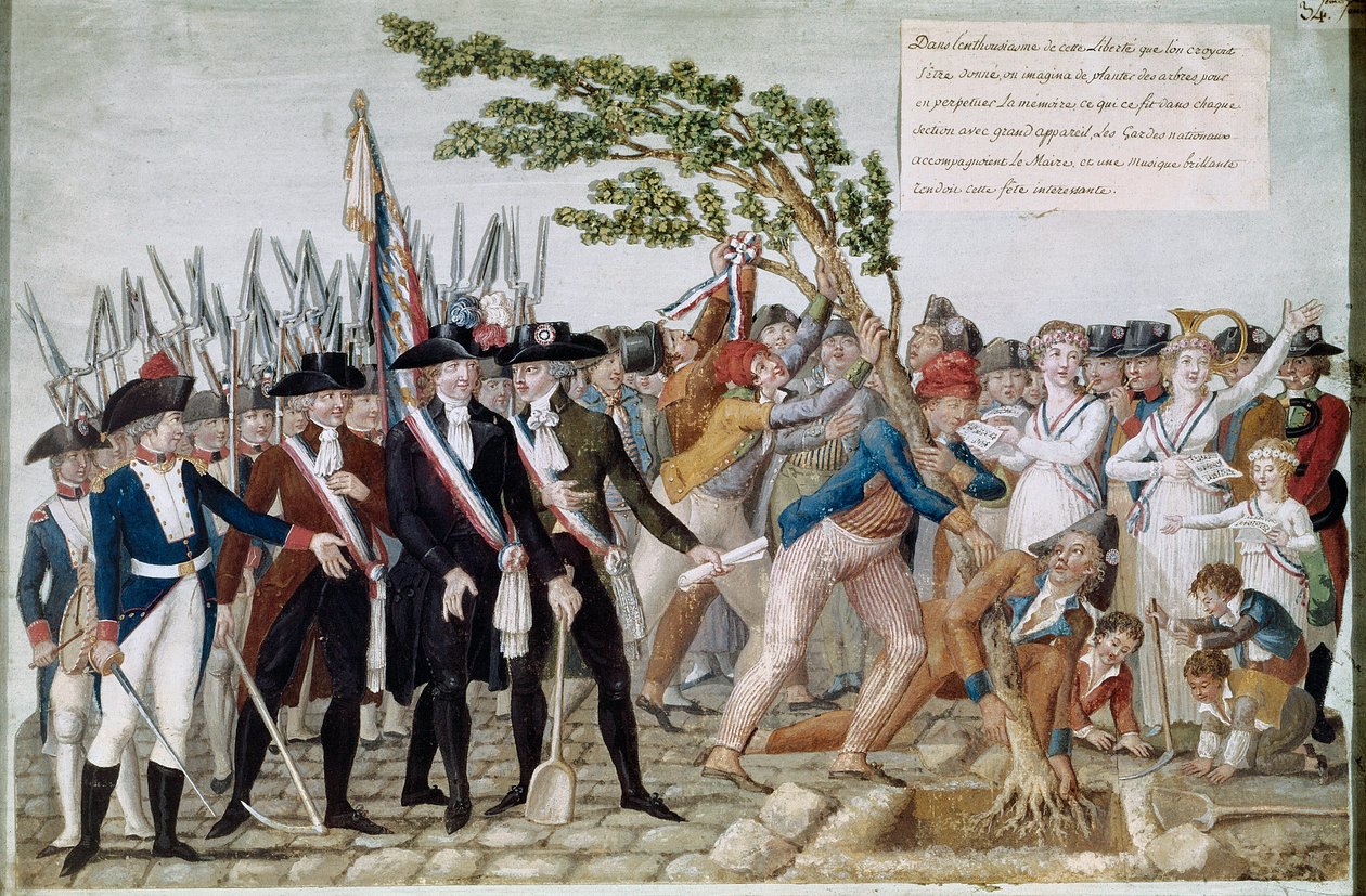Özgürlük ağacı dikmek. Lesueur kardeşler tarafından yapılan gravür (18. yüzyıl). Paris, Musee Carnavalet. by Lesueur Brothers