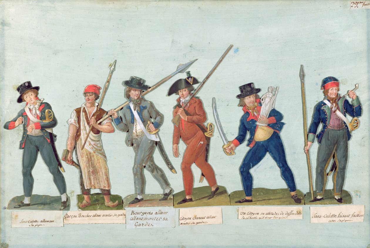 Sans Culotte Piposunu Yakıyor, Genç Kasap, Bekçiye Giden Burjuva, Avcı, Özgürlüğünü Savunan Vatandaş, Bekçi Sans Culotte by Lesueur Brothers