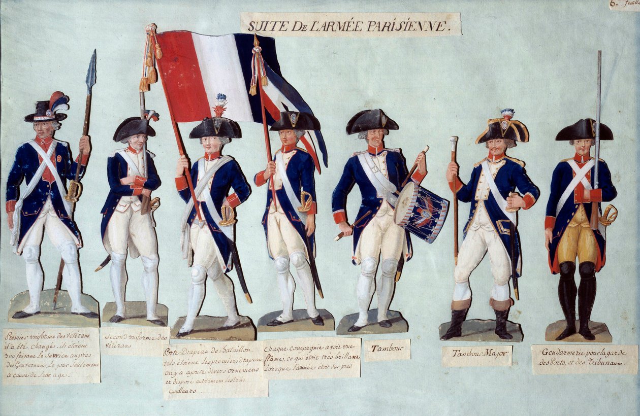 Fransız devrimi altında Paris ordusu Gouache des freres Lesueur (18. yüzyıl) by Lesueur Brothers
