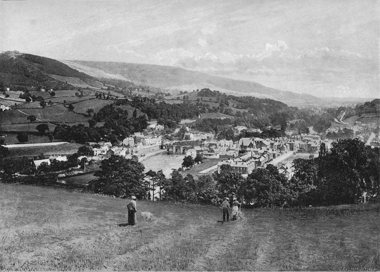 Llangollen ve Karga Kalesi, c1896 by Lettsome and Sons