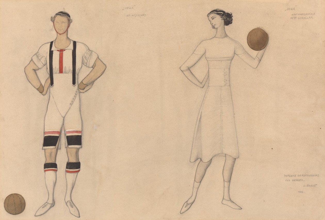 "Jeux" için Kostüm Çalışması by Lev Samoilovich Bakst