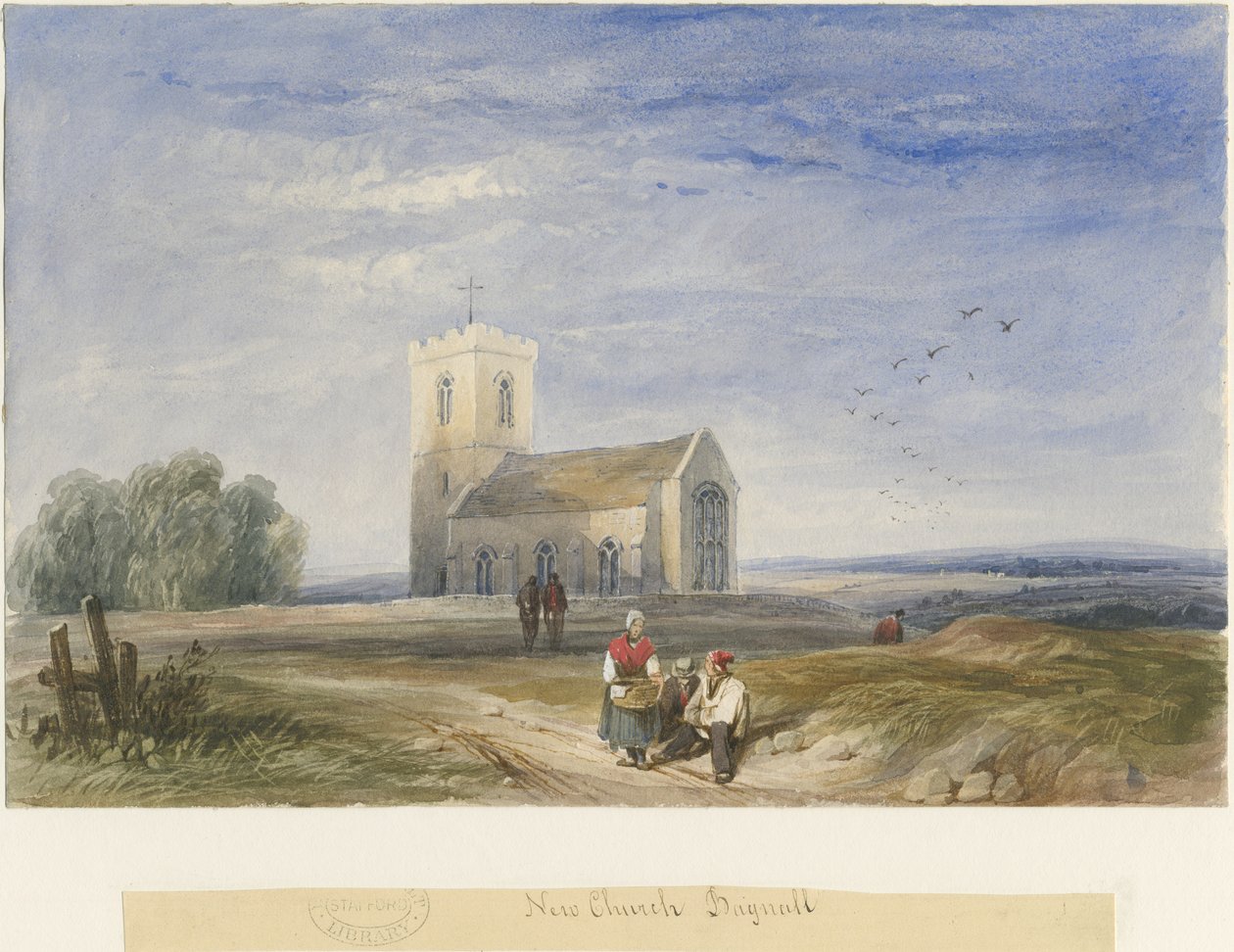 Bagnall Kilisesi: sulu boya, nd [1834] by Lewis John Wood