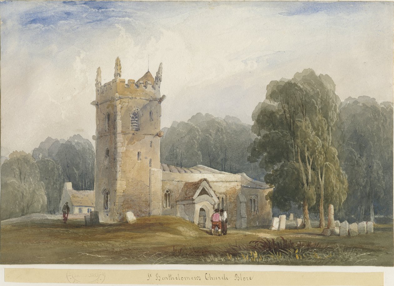Blore Kilisesi: sulu boya ve [c 1830] by Lewis John Wood