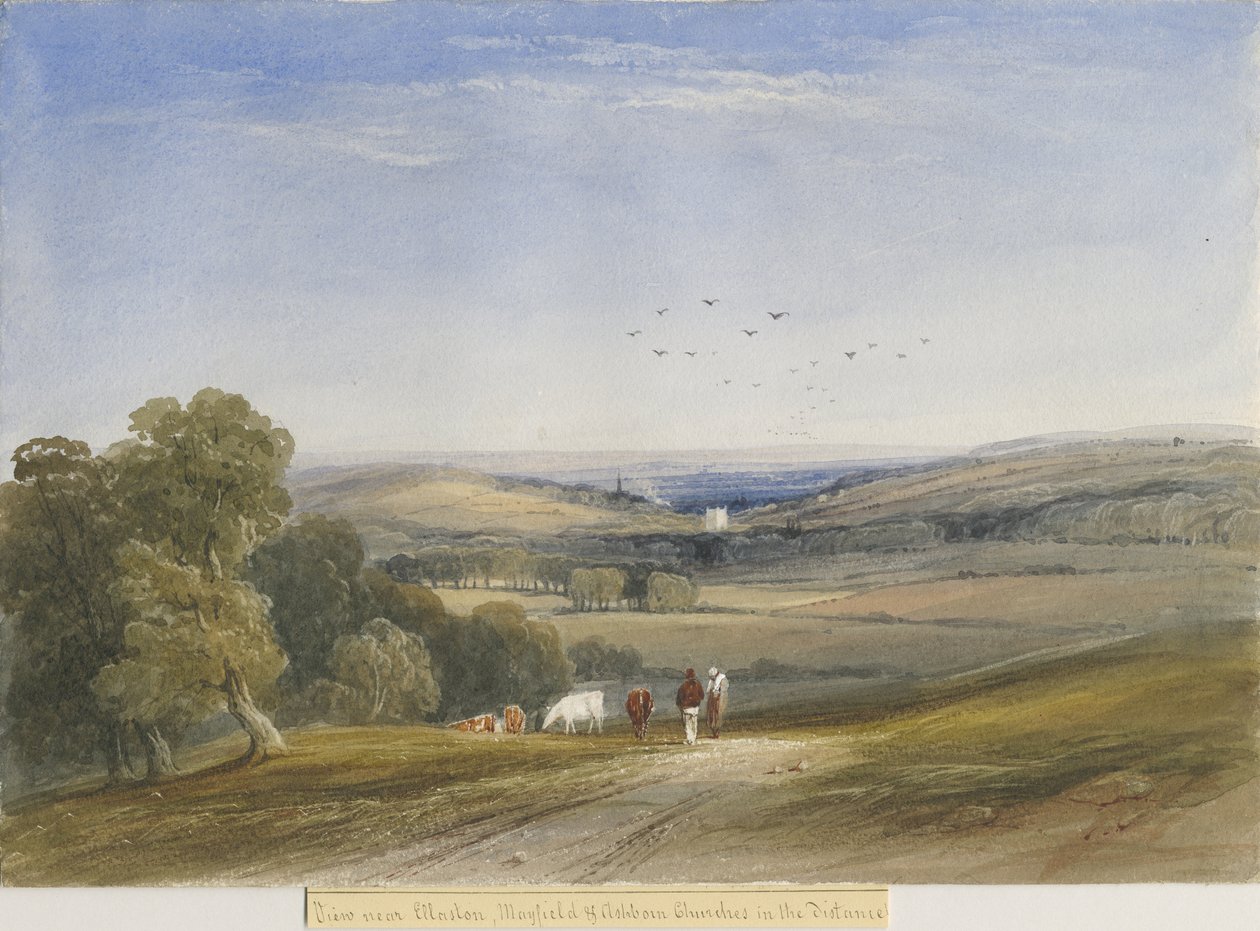 Ellastone Kilisesi: suluboya resim, nd [?19th Century] by Lewis John Wood
