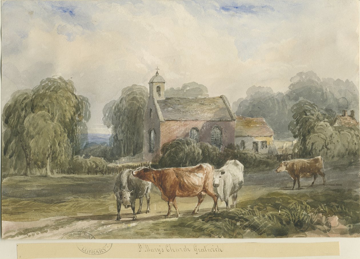 Gratwich Kilisesi: sulu boya ve [c 1830-1840] by Lewis John Wood