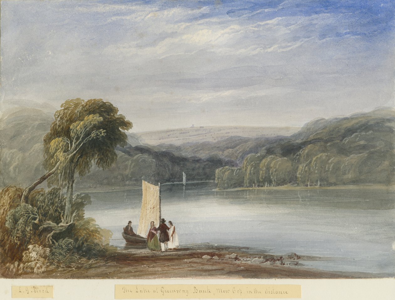 Greenway Bank - Lake: sulu boya ve [c 1830-1840] (resim) by Lewis John Wood