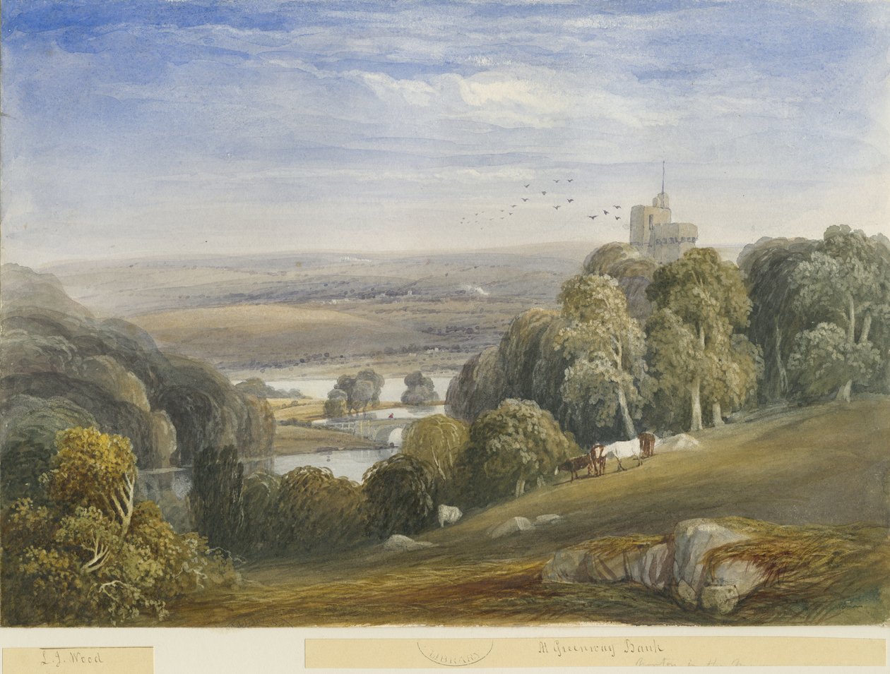 Greenway Bank - Göl: sulu boya ve [c 1830-1840] by Lewis John Wood
