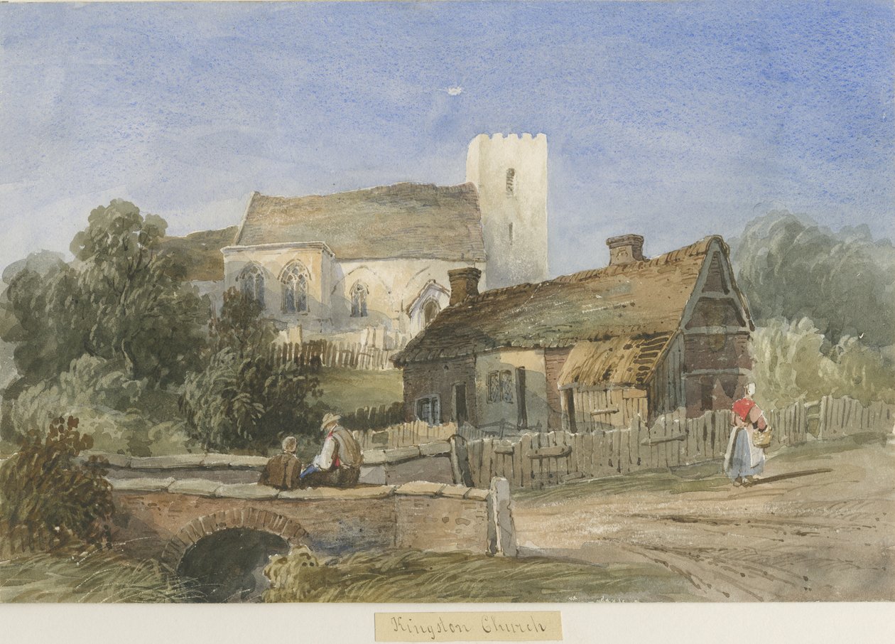 Kingstone Kilisesi: sulu boya ve [c 1830-1840] by Lewis John Wood