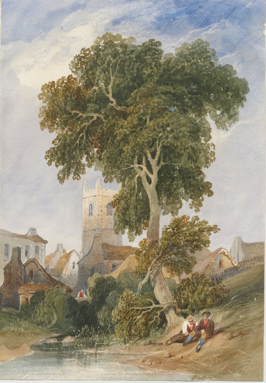 Longnor Köyü: suluboya resim ve [c 1830-1840] by Lewis John Wood