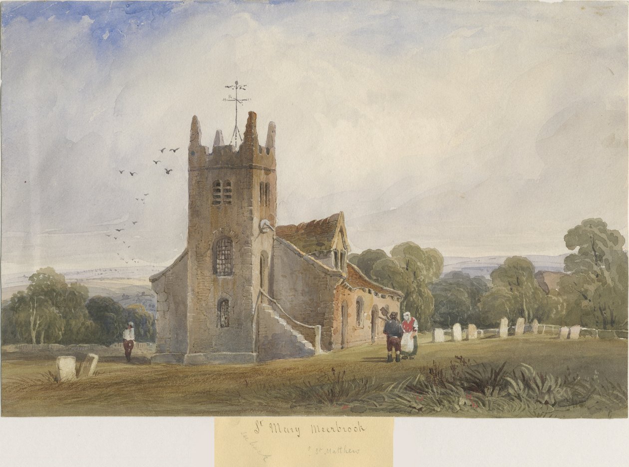 Meerbrook Kilisesi - "Aziz Matthews": suluboya resim ve [c 1830-1840] by Lewis John Wood