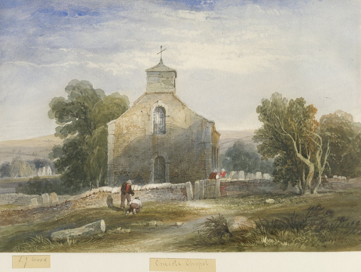Onecote Kilisesi: sulu boya ve [c 1830-1840] by Lewis John Wood